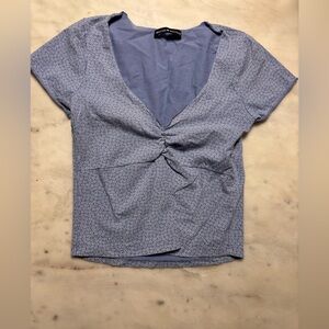 Brandy Melville Blue and White Floral Top